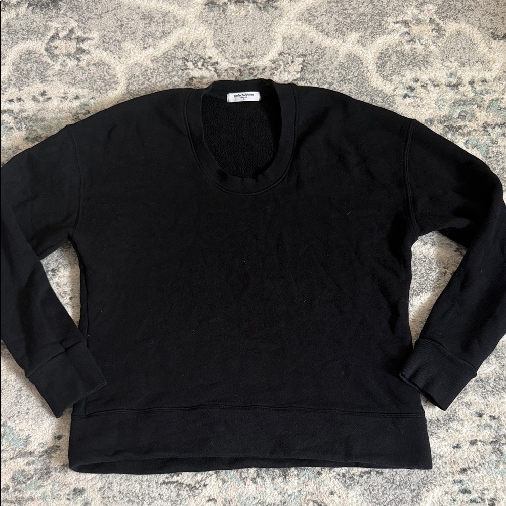Perfectwhitetee Black Scoop Crewneck